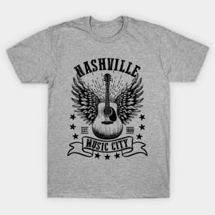 Nashville: Music City - Vintage Acoustic Guitar T-Shirt